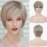 6'' Pixie Cut Ash Blonde Straight Fringe Wig for Seniors
